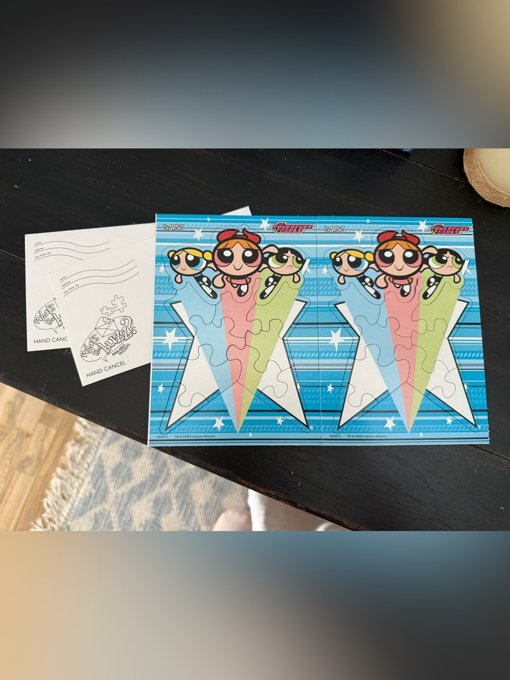 POWERPUFF GIRLS What's The Buzz? Mailable Puzzles Greeting card 2001 set of 2